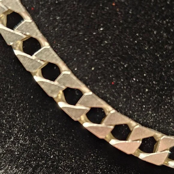 Solid 925 Italy Diamond Cut Curb Chain 20” 44g Heavy Sterling Silver 6.5mm - Picture 2 of 12